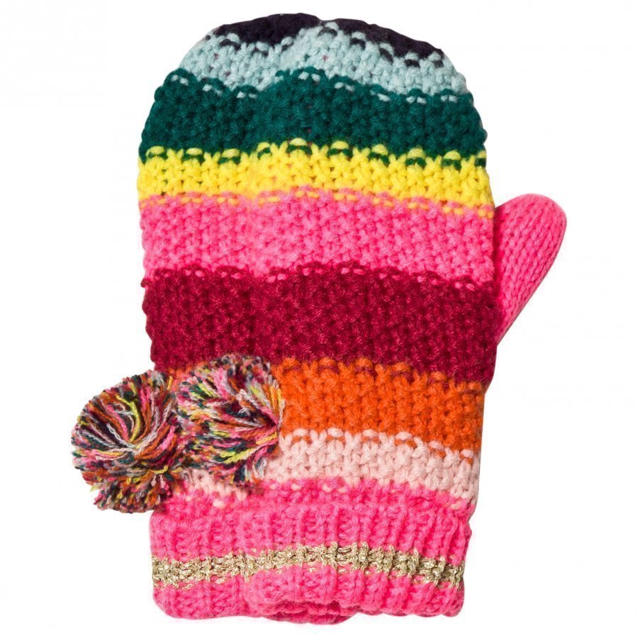 Le Big Multi Stripe Knitted Mittens Fleece Lapaset