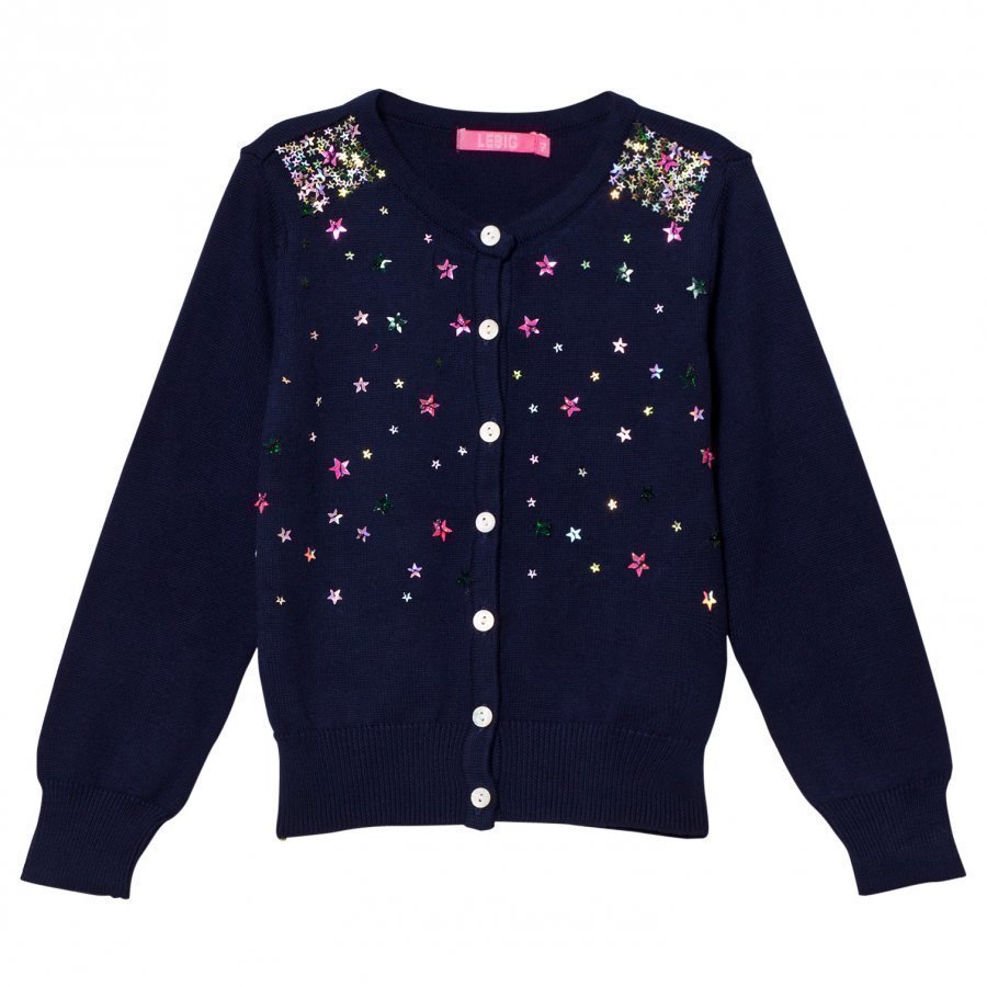 Le Big Navy Cardigan With Sequin Stars Neuletakki