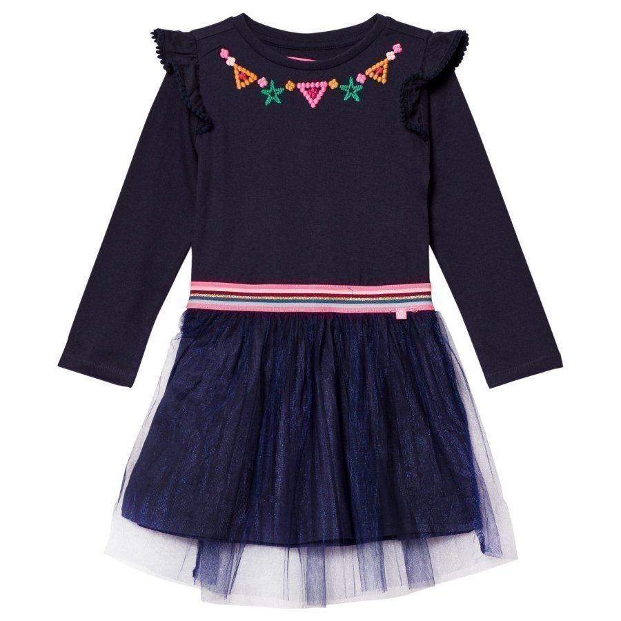 Le Big Navy Ghiselle Embroidered Dress Juhlamekko