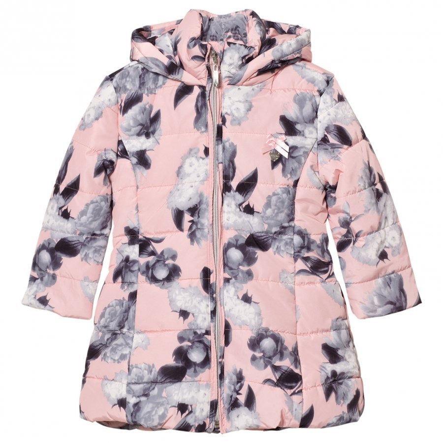 Le Chic Flower Print Long-Line Jacket Soft Pink Toppatakki