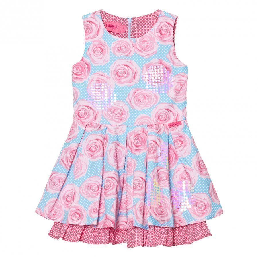 Lelli Kelly Pink And Aqua Rose Print Dress Mekko