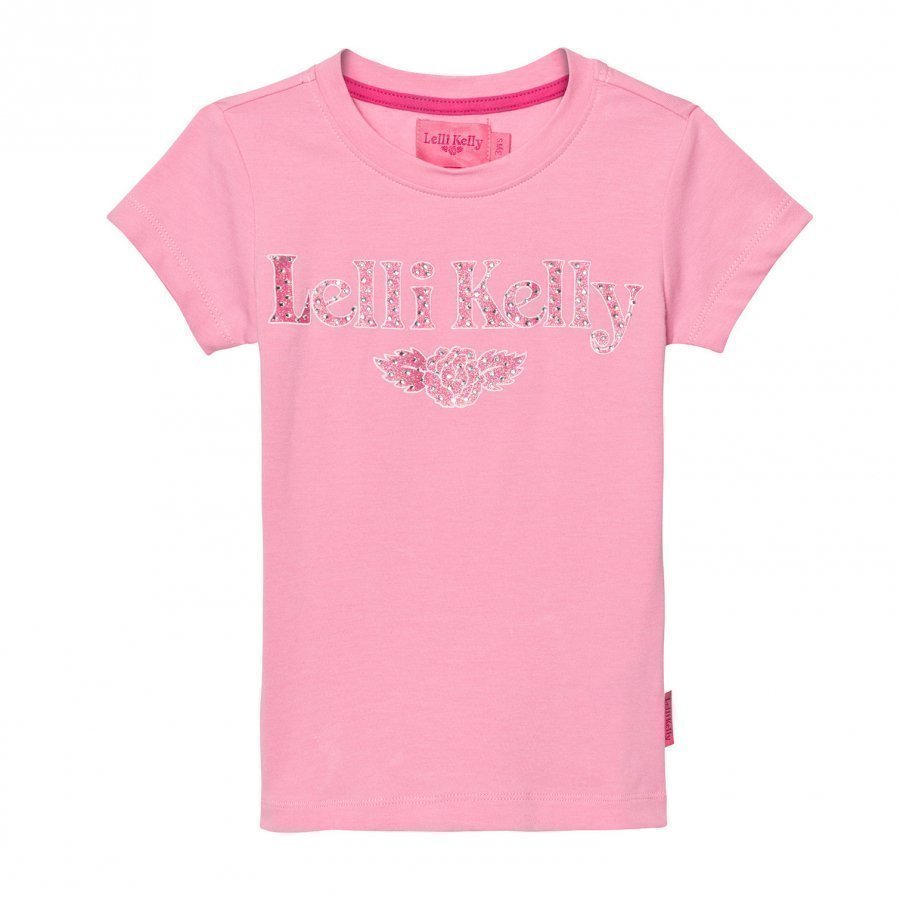 Lelli Kelly Pink Diamante Branded Tee T-Paita