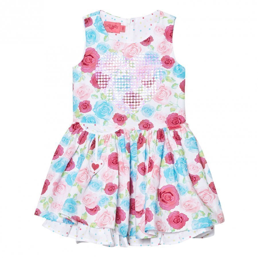 Lelli Kelly White And Multi Rose And Sequin Heart Dress Mekko