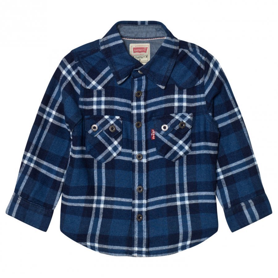 Levis Kids Blue And White Woven Check Shirt Kauluspaita