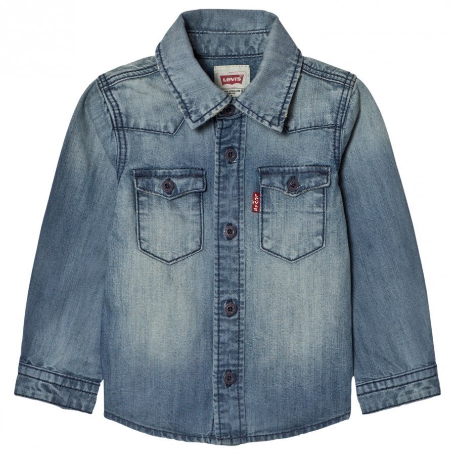 Levis Kids Blue Long Sleeve Denim Shirt Kauluspaita