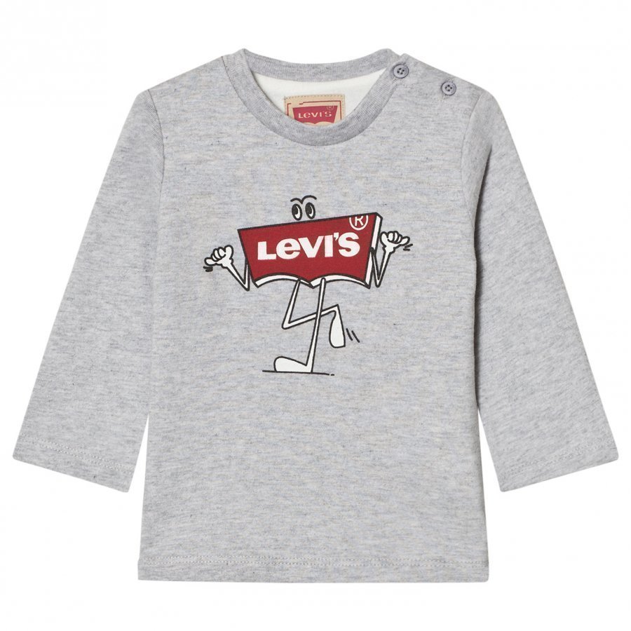 Levis Kids Grey Marl Branded Logo Long Sleeve Tee Pitkähihainen T-Paita