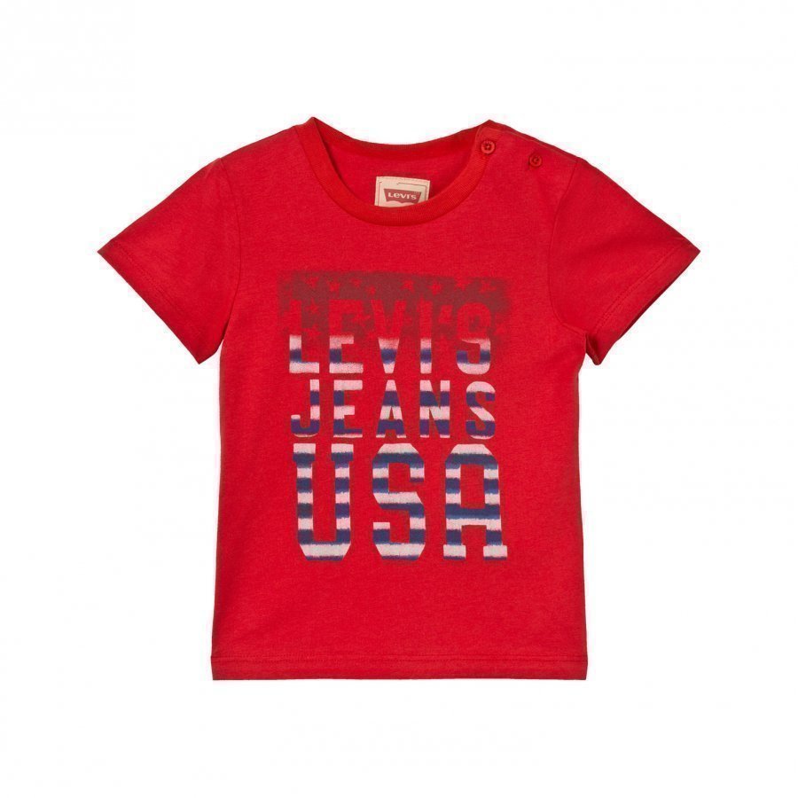 Levis Kids Red Usa Logo Print Tee T-Paita