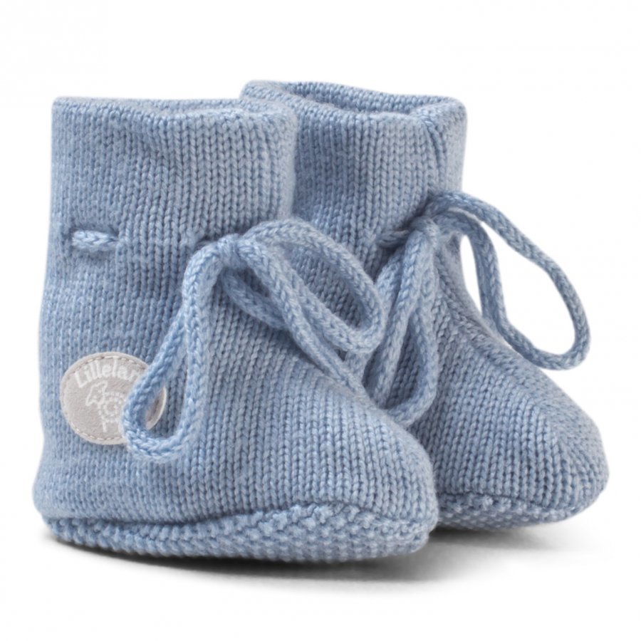 Lillelam Merino Wool Baby Slippers Basic Blue Korkeavartiset Tossut