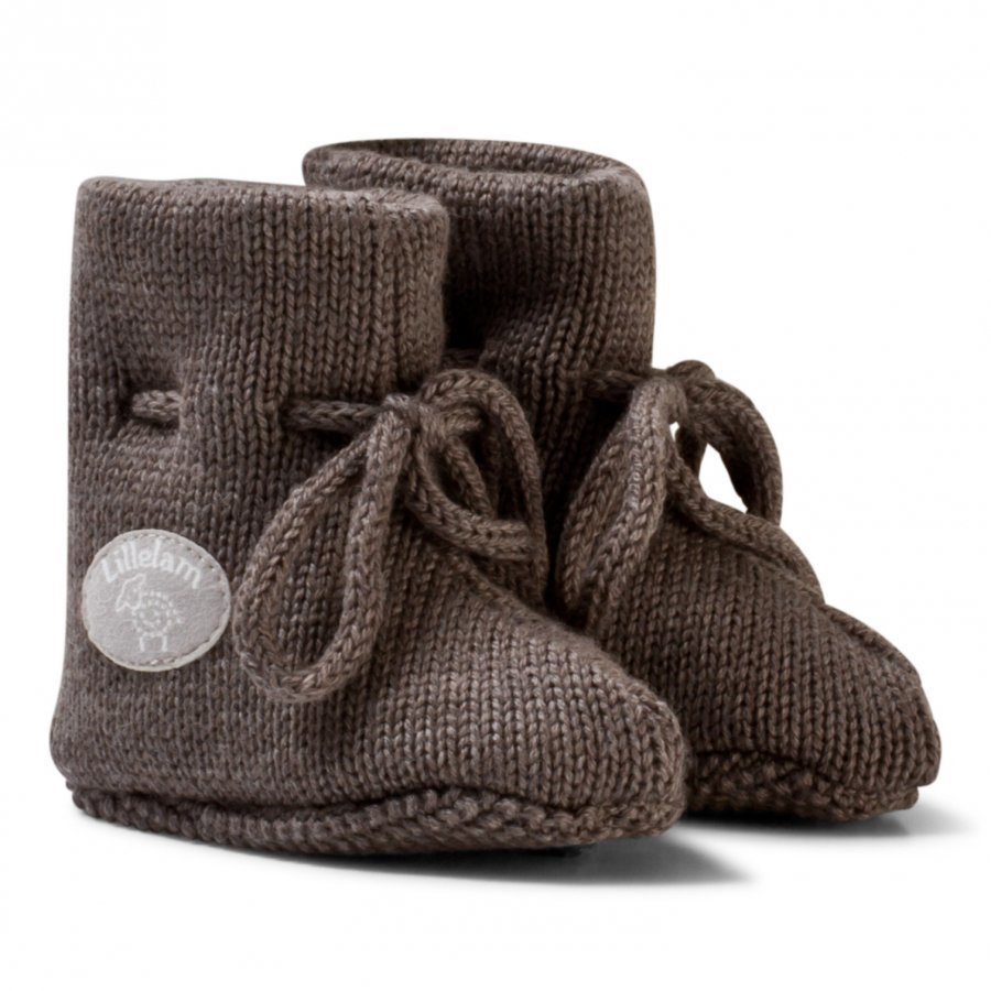 Lillelam Merino Wool Baby Slippers Basic Brown Korkeavartiset Tossut