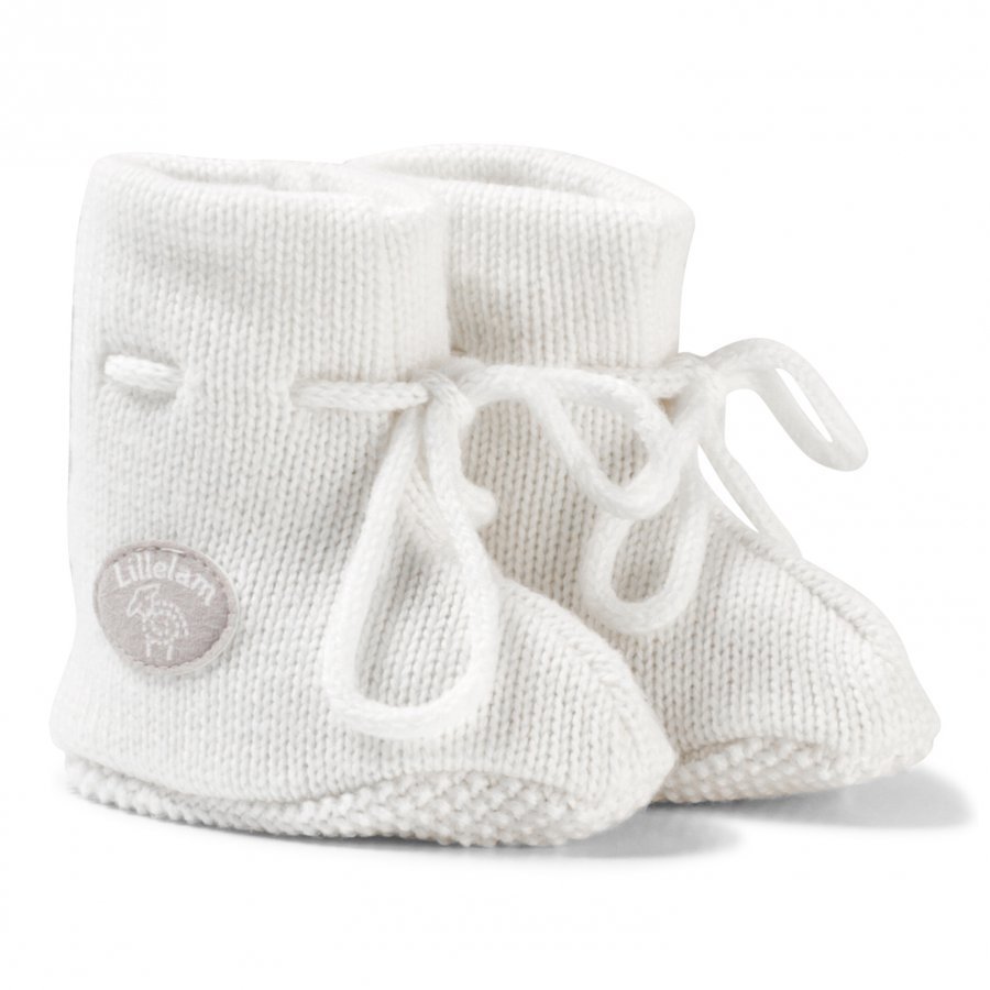 Lillelam Merino Wool Baby Slippers Basic White Korkeavartiset Tossut