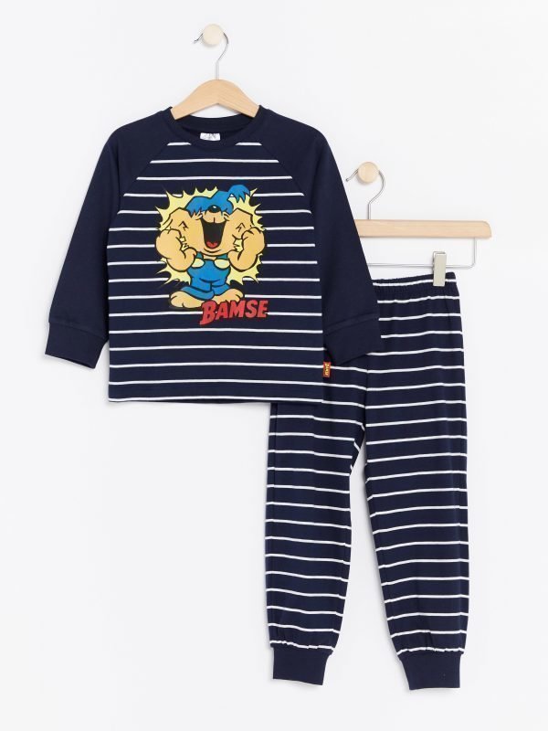 Lindex Pyjama Bamse Painatuksella Sininen