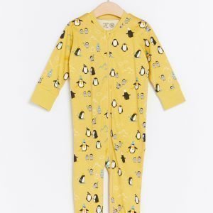 Lindex Pyjama Jossa Pingviinejä Keltainen