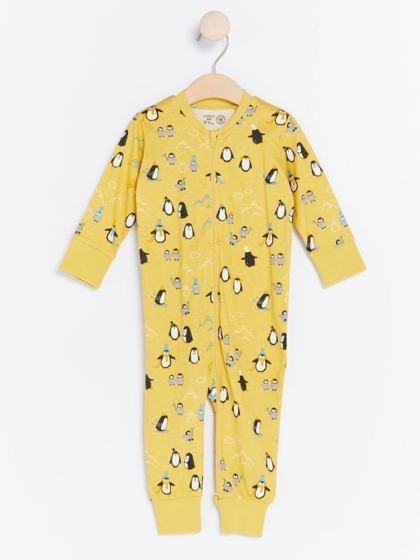 Lindex Pyjama Jossa Pingviinejä Keltainen