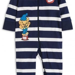 Lindex Raidallinen Bamse Pyjama Sininen