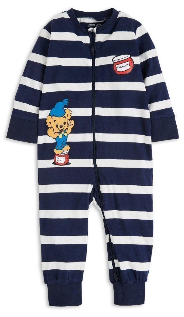 Lindex Raidallinen Bamse Pyjama Sininen