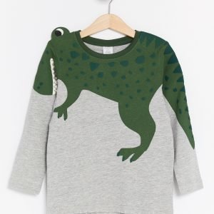 Lindex T-Paita Jossa Dinosaurus Harmaa