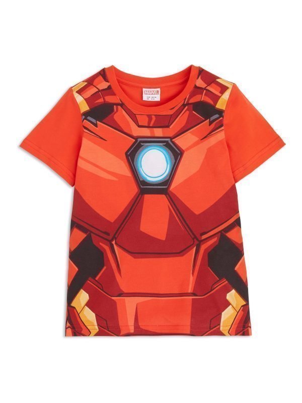 Lindex T-Paita Jossa Iron Man Painatus Punainen