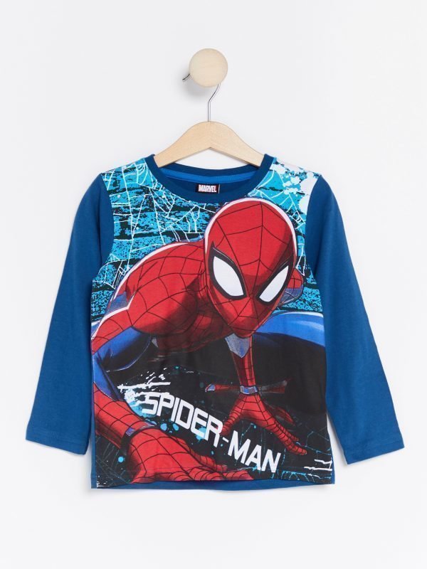 Lindex T-Paita Jossa Spider Man Painatus Sininen