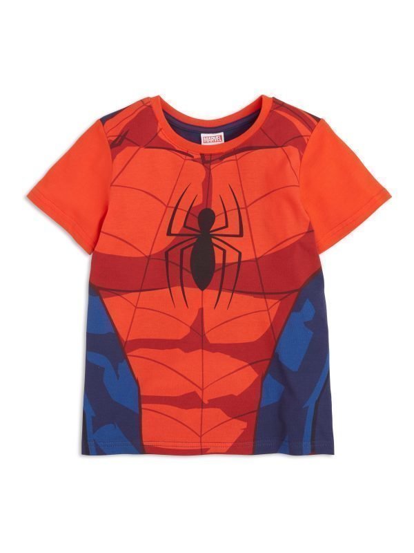 Lindex T-Paita Jossa Spider Man Painatus Sininen