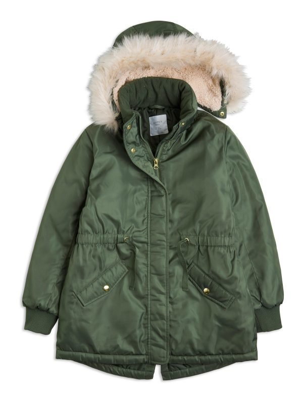 Lindex Topattu Parka Jossa On Turkisjäljitelmää Khaki