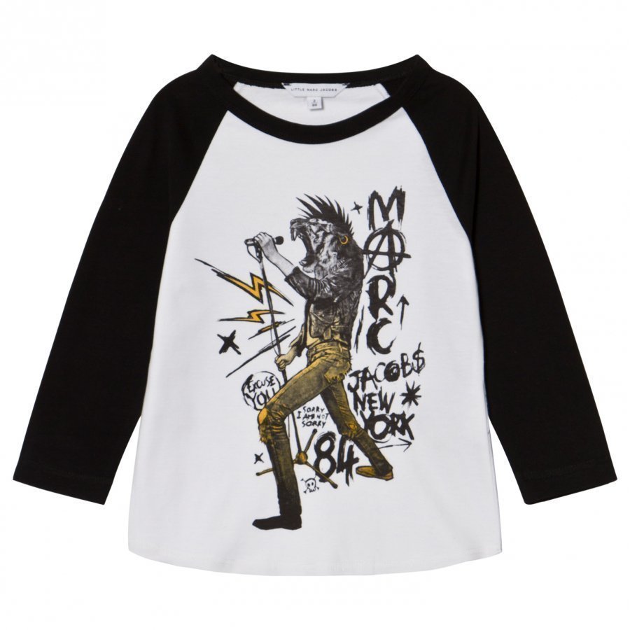 Little Marc Jacobs Black And White Animal Rocker Print Tee T-Paita