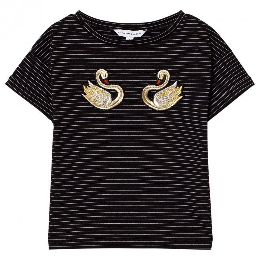 Little Marc Jacobs Black Swan Embroidered Tee T-Paita