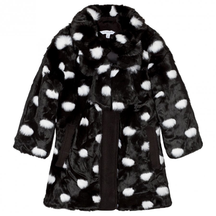 Little Marc Jacobs Black White Spot Faux Fur Bow Coat Turkis