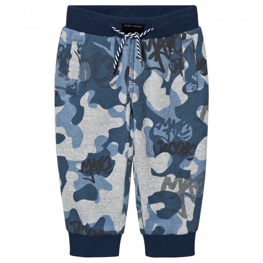 Little Marc Jacobs Blue And Grey Branded Camo Sweat Pants Verryttelyhousut