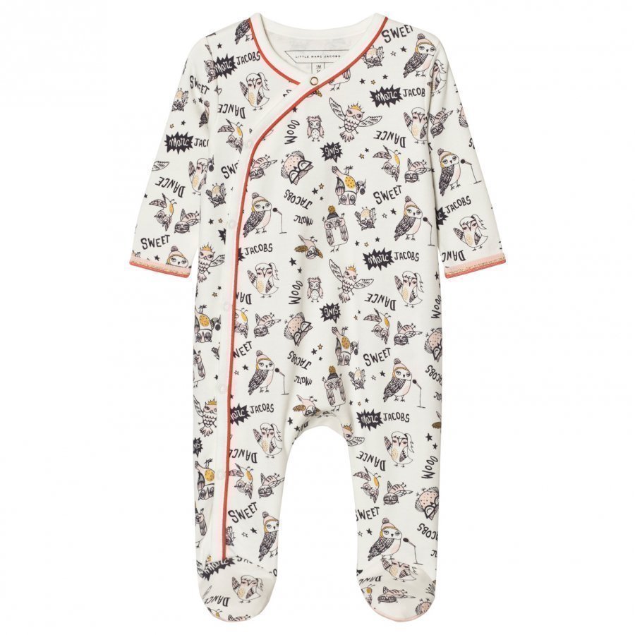 Little Marc Jacobs Footed Baby Body Owl Print Off White Body