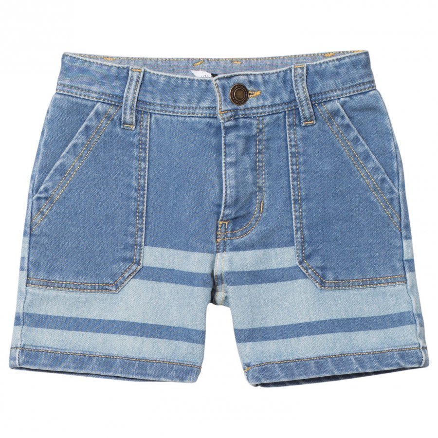 Little Marc Jacobs Light Wash Jersey Denim Stripe Shorts Farkkushortsit