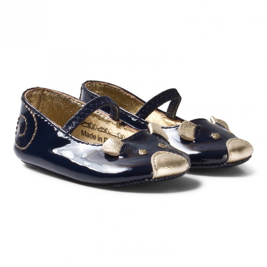 Little Marc Jacobs Navy And Gold Mouse Print Crib Shoes Vauvan Kengät