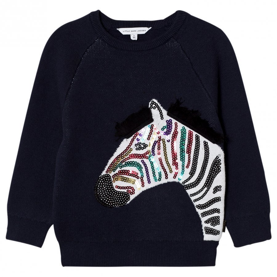 Little Marc Jacobs Navy Applique Sequin Zebra Sweatshirt Oloasun Paita