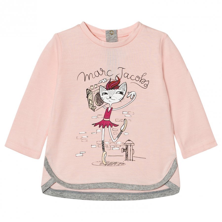 Little Marc Jacobs Pale Pink Cat Ballerina Print Tee T-Paita