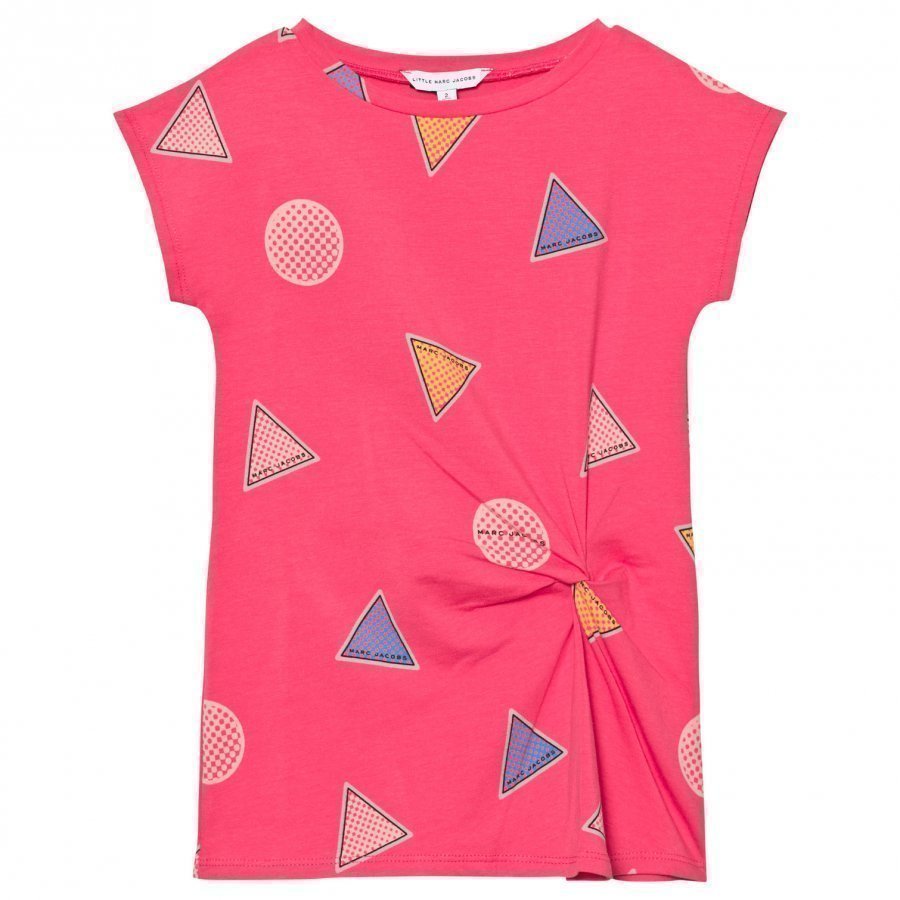 Little Marc Jacobs Pink Branded Badge Print Twist Dress Mekko