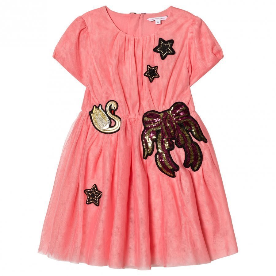 Little Marc Jacobs Pink Embroidered Tulle Dress Juhlamekko