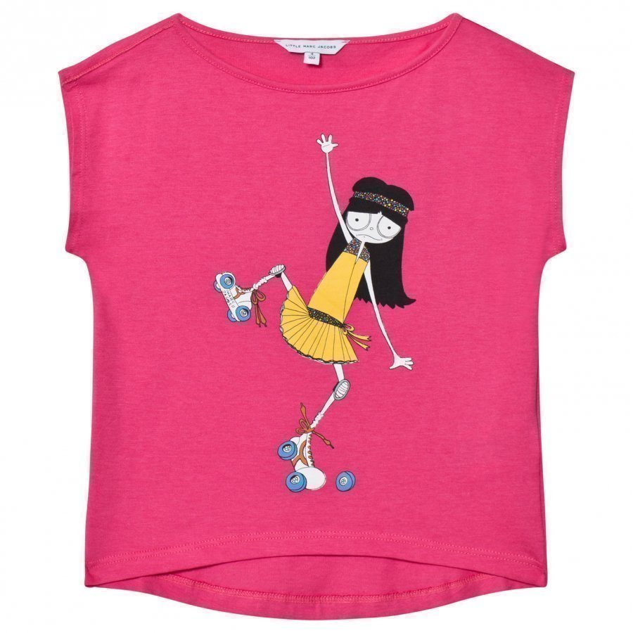 Little Marc Jacobs Pink Miss Marc Rollerskating Print Tee T-Paita