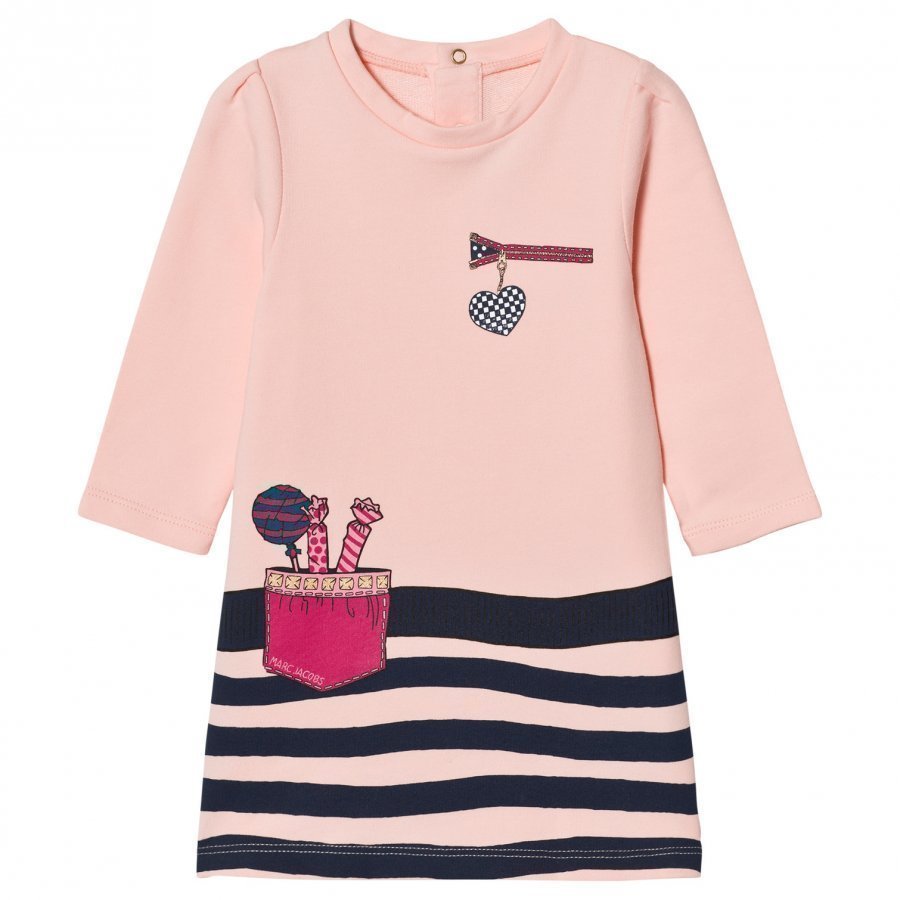 Little Marc Jacobs Pink/Navy Stripe Print Dress T-Paita