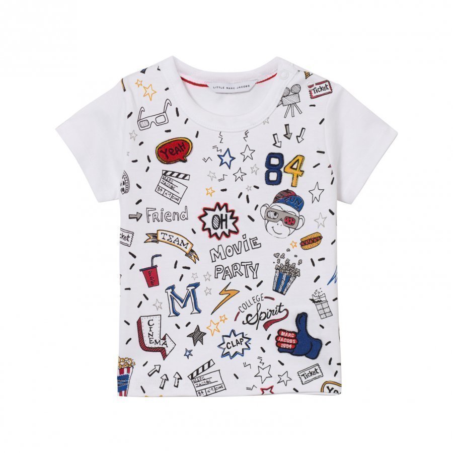 Little Marc Jacobs White All Over Print Icon Tee T-Paita