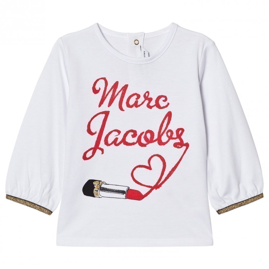 Little Marc Jacobs White Branded Lipstick Print Tee T-Paita