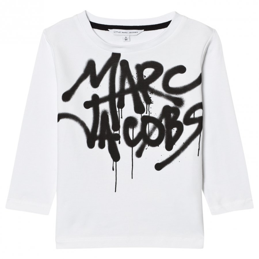 Little Marc Jacobs White Marc Graffiti Print Long Sleeve Tee T-Paita