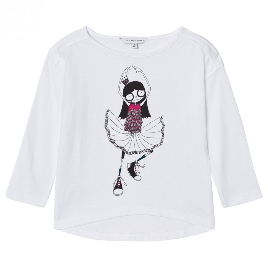 Little Marc Jacobs White Miss Marc Ballerina Print Tee T-Paita