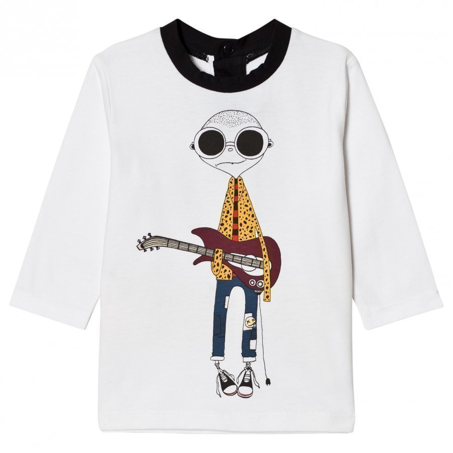 Little Marc Jacobs White Mr Marc Guitar Print Long Sleeve Tee T-Paita