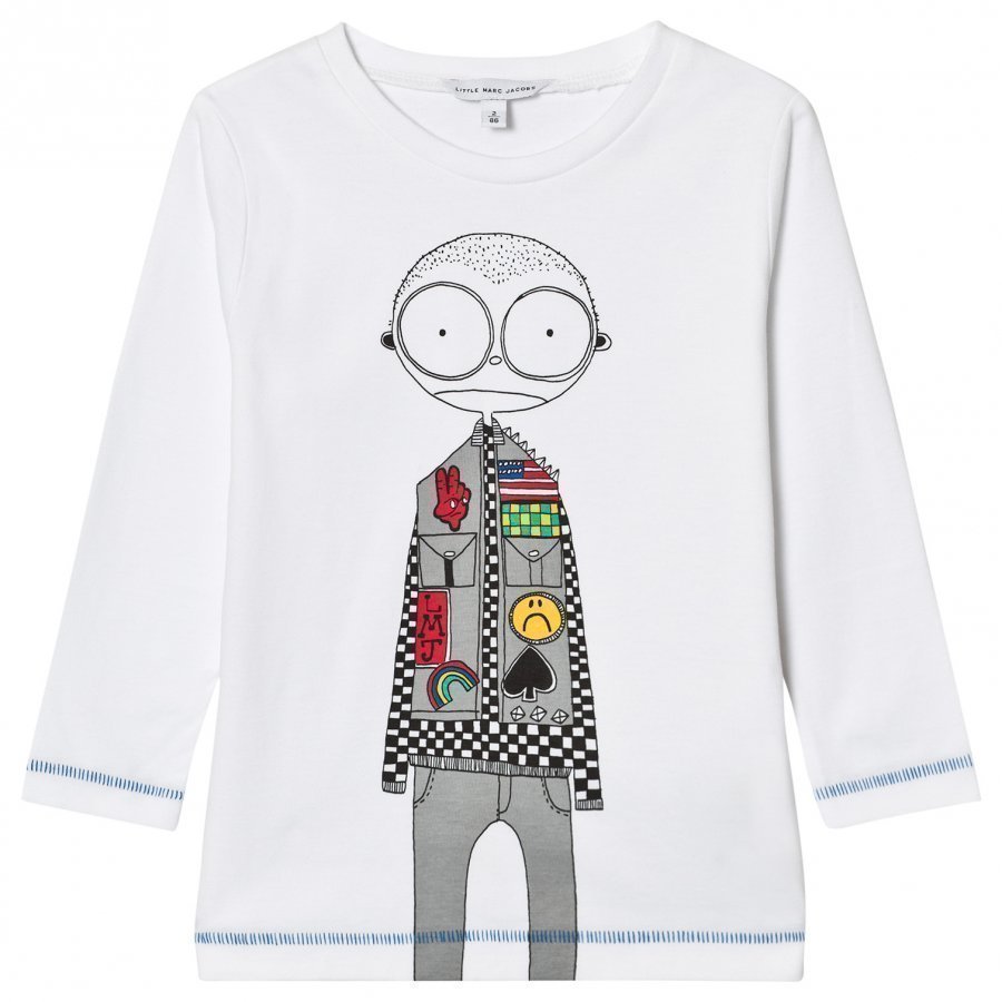 Little Marc Jacobs White Mr Marc Racing Car Driver Print Tee T-Paita