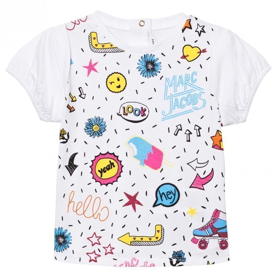 Little Marc Jacobs White Multi Colour Graphics Print Tee T-Paita