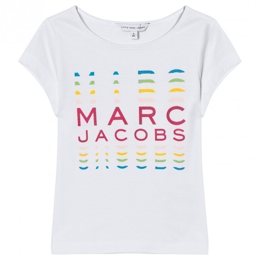 Little Marc Jacobs White Rainbow Branded Print Tee T-Paita