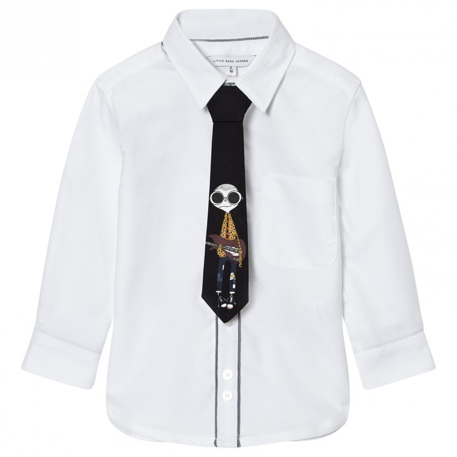 Little Marc Jacobs White Shirt With Mr Marc Print Tie Kauluspaita