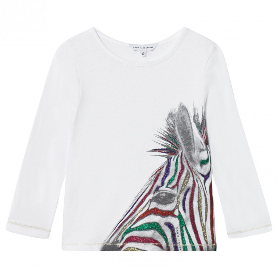 Little Marc Jacobs White Zebra Sequin Print Tee T-Paita