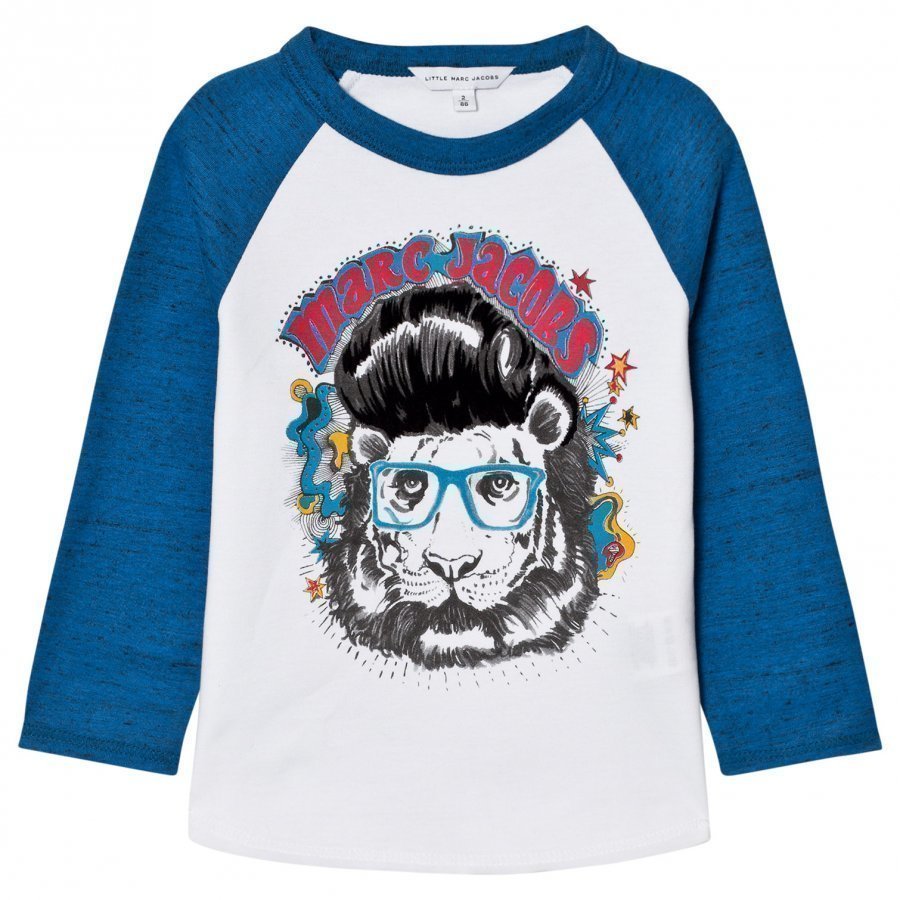 Little Marc Jacobs White/Blue Marc Tiger Print Tee T-Paita