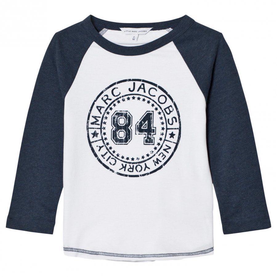 Little Marc Jacobs White/Blue Raglan Branded Tee T-Paita