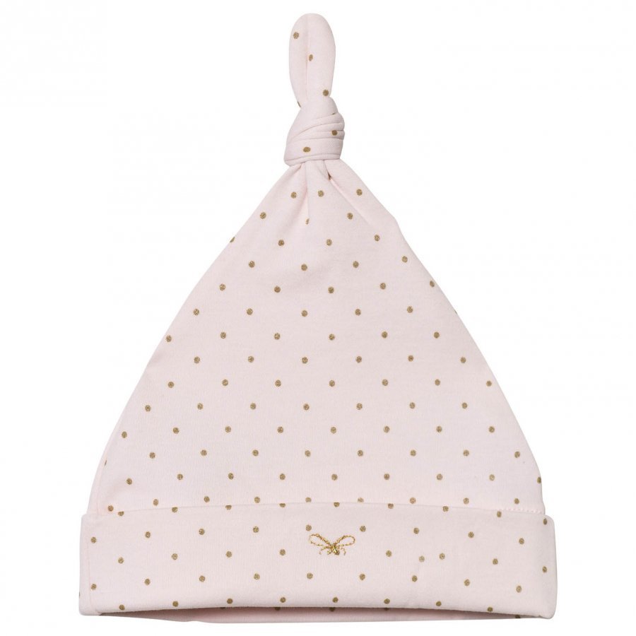 Livly Saturday Tossie Hat Baby Pink/Gold Dots Hattu Huivi Ja Hanskat Setti